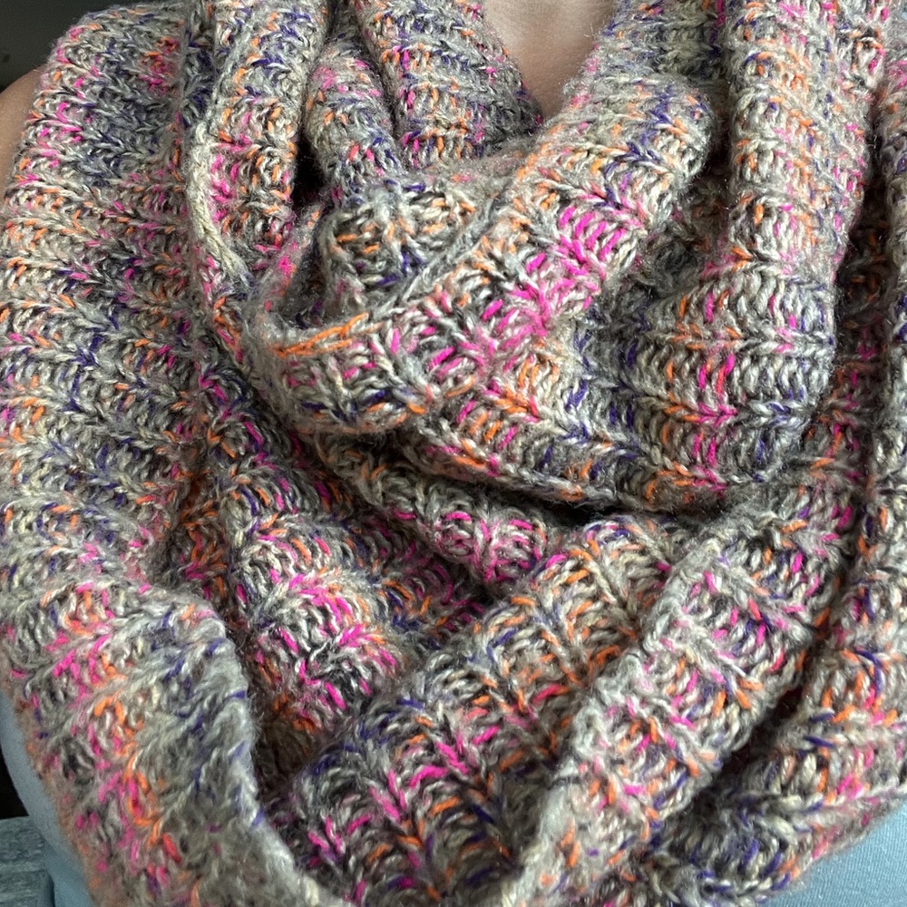 Multicolor Knit Circle Scarf
